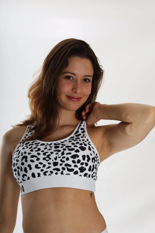 Workout in our white Sport Bra with Native Wear